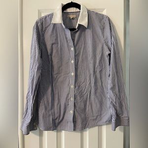 Banana Republic Blue & White Striped Non-Iron Fitted Button Down - Size 14
